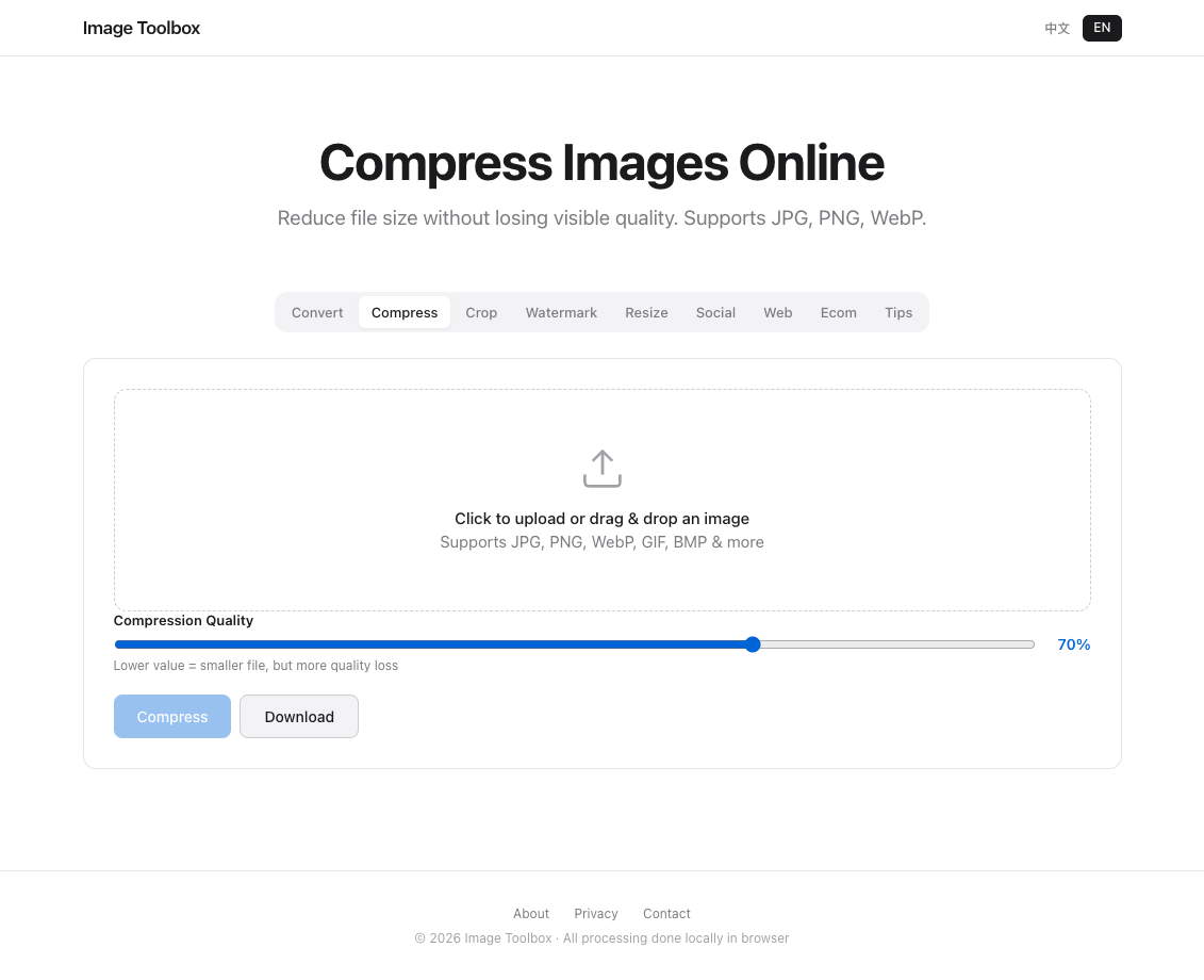 Screenshot showing batch upload and compression interface